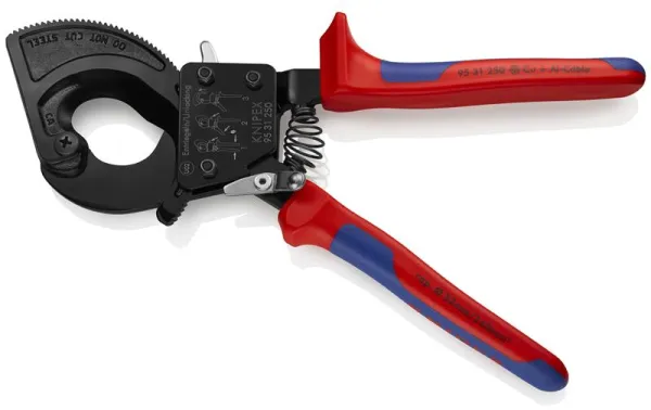 Knipex Kabelkniptang (Ratelprincipe) zwart gelakt, met meercomponentenhandgreep 250 mm