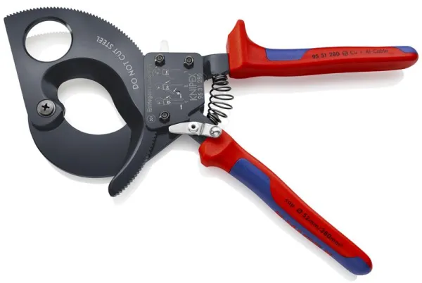 Knipex Kabelkniptang (Ratelprincipe) zwart gelakt, met meercomponentenhandgreep 280 mm